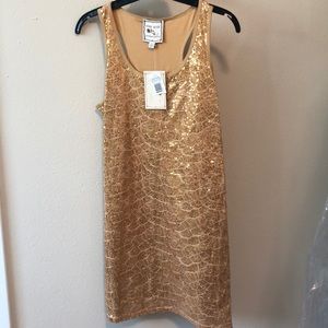 Gold sequin mini dress